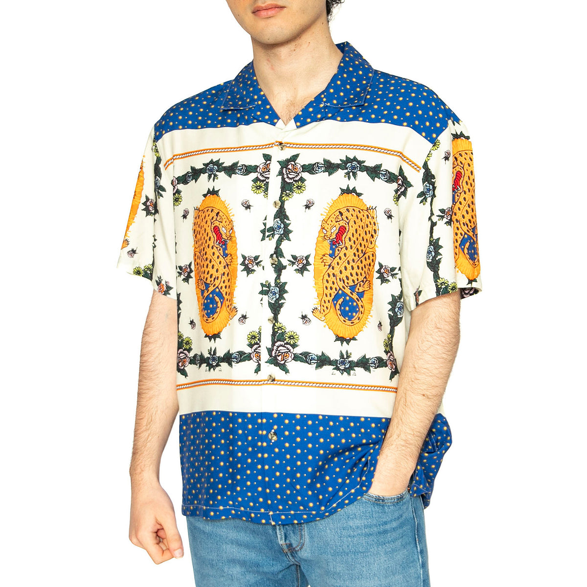 Bunker R Fiesta S/S WVN - Camicia Maniche Corte Uomo Multicolore 01399-MXCJG . BRIXTON 