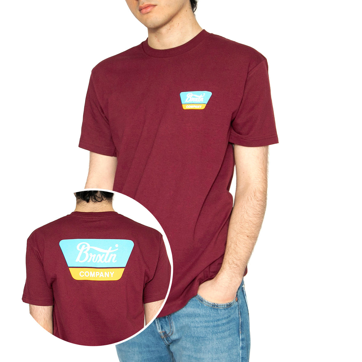 Linwood S/S STT - Maglietta Girocollo Uomo Bordeaux 16172-BRGTL . BRIXTON 