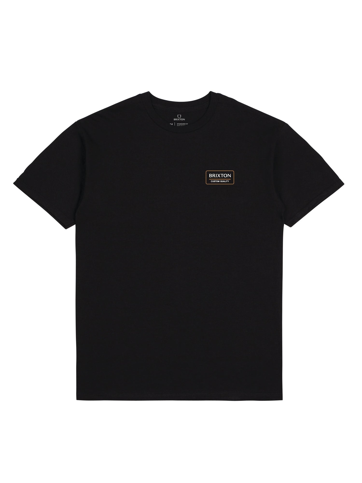 PALMER PROPER S/S STT BLACK / BRIGHT GOLD - Maglietta Girocollo Uomo Nera 16616-BLKBG . BRIXTON 