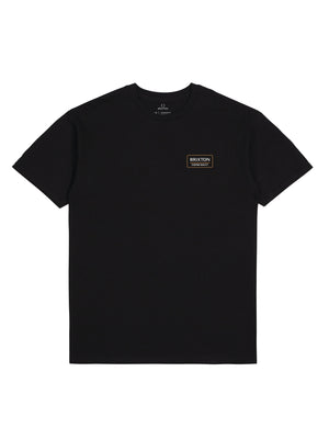 PALMER PROPER S/S STT BLACK / BRIGHT GOLD - Maglietta Girocollo Uomo Nera 16616-BLKBG . BRIXTON 