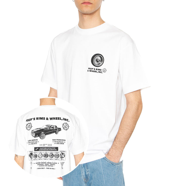 Rim & Wheel Inc S/S Tee - Maglietta Girocollo Uomo Bianca TS02304-WHITE . HUF 