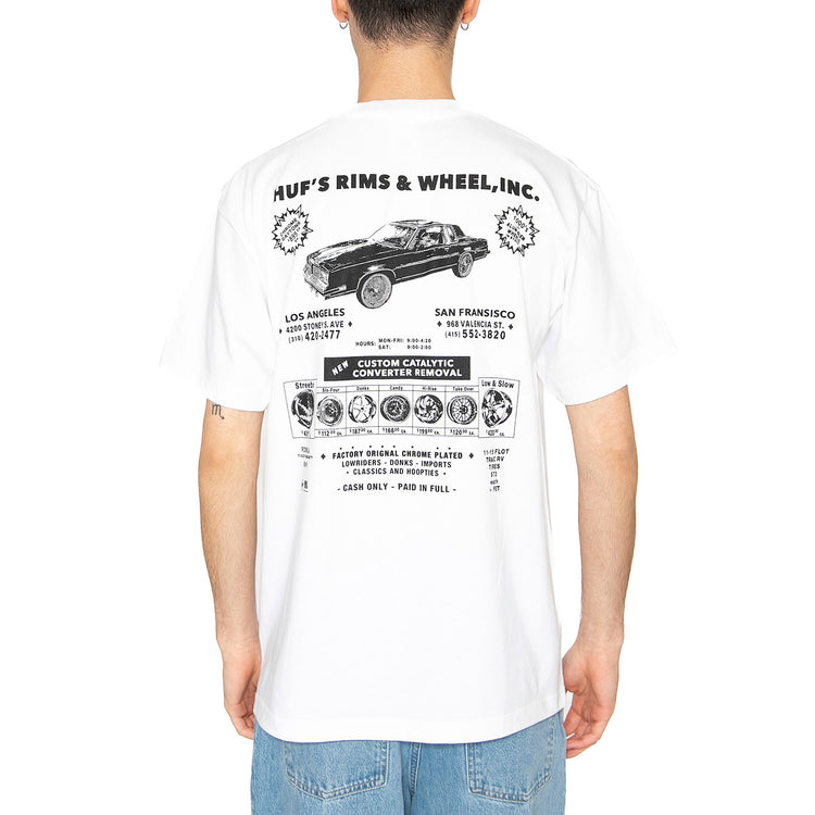 Rim & Wheel Inc S/S Tee - Maglietta Girocollo Uomo Bianca TS02304-WHITE . HUF 