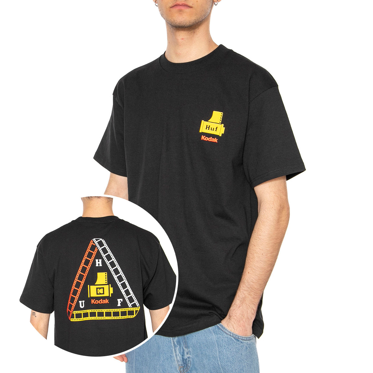 Tripel Film S/S Tee Black - Maglietta Girocollo Uomo Nera TS02469-BLACK . HUF 