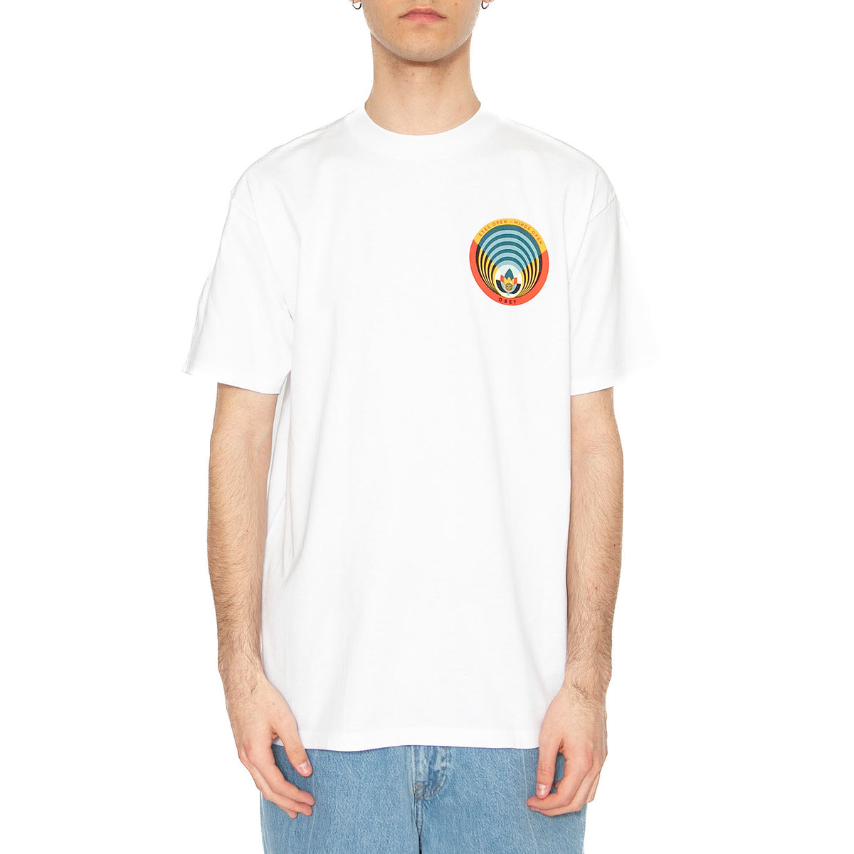 Obey Open Eyes Opens Minds Open Lotus Classic Tee White - Maglietta Girocollo Uomo Bianca 165263793-WHT . OBEY 