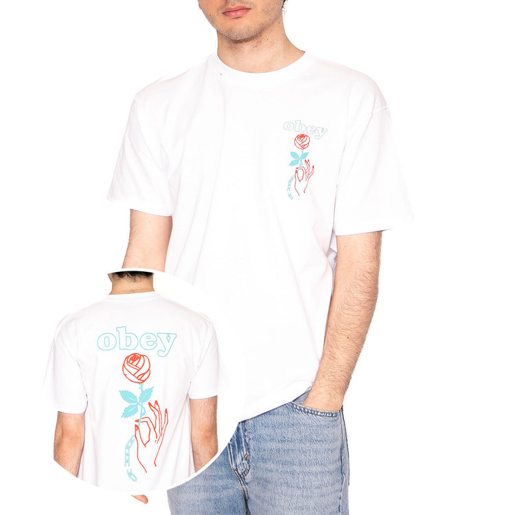 Obey Spring Forth Tee White - Maglietta Girocollo Uomo Bianca 165263945-WHT . OBEY 