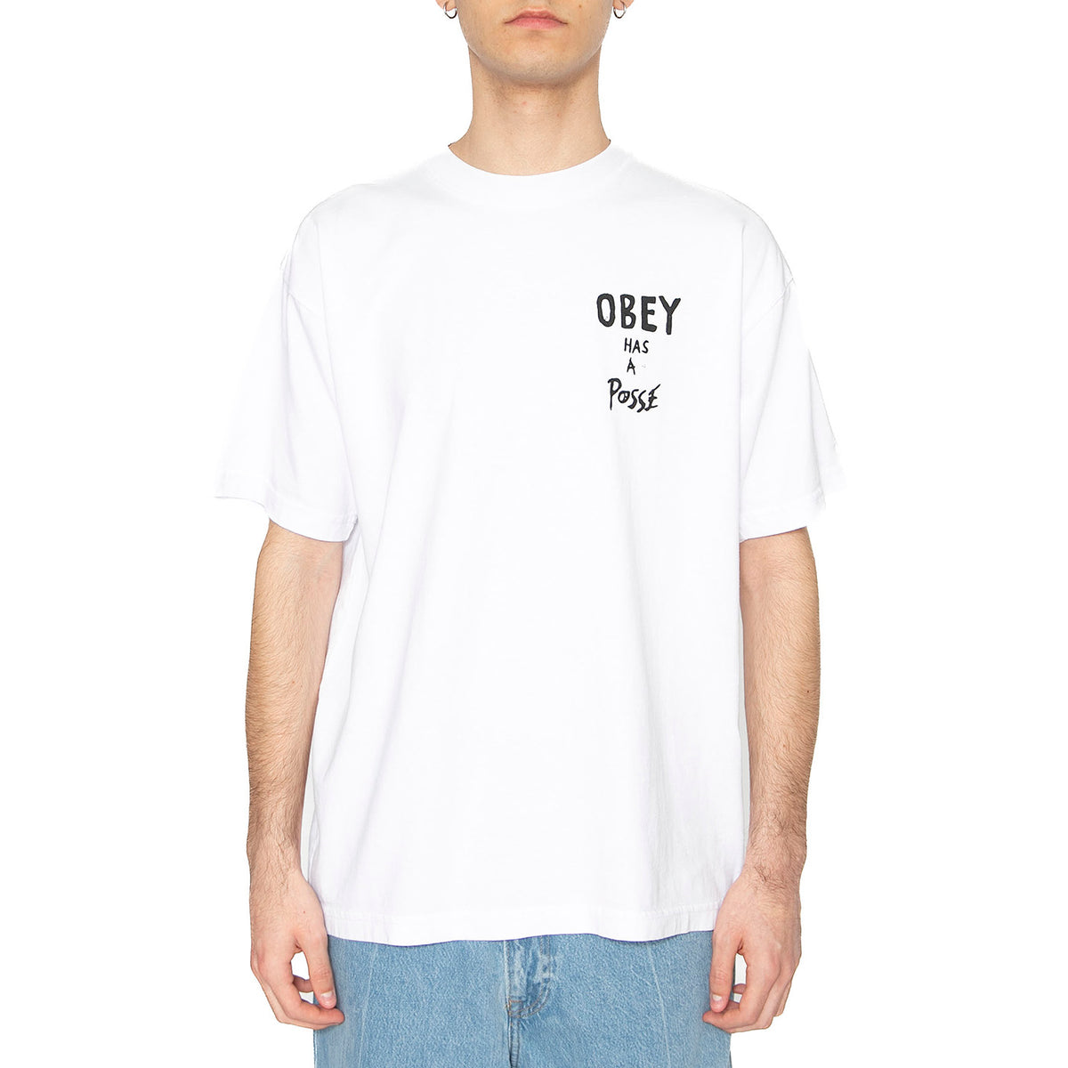 Obey Has  A Posse Tee White - Maglietta Girocollo Uomo Bianca 166913915-WHT . OBEY 
