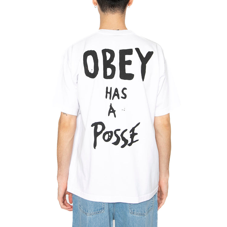 Obey Has  A Posse Tee White - Maglietta Girocollo Uomo Bianca 166913915-WHT . OBEY 