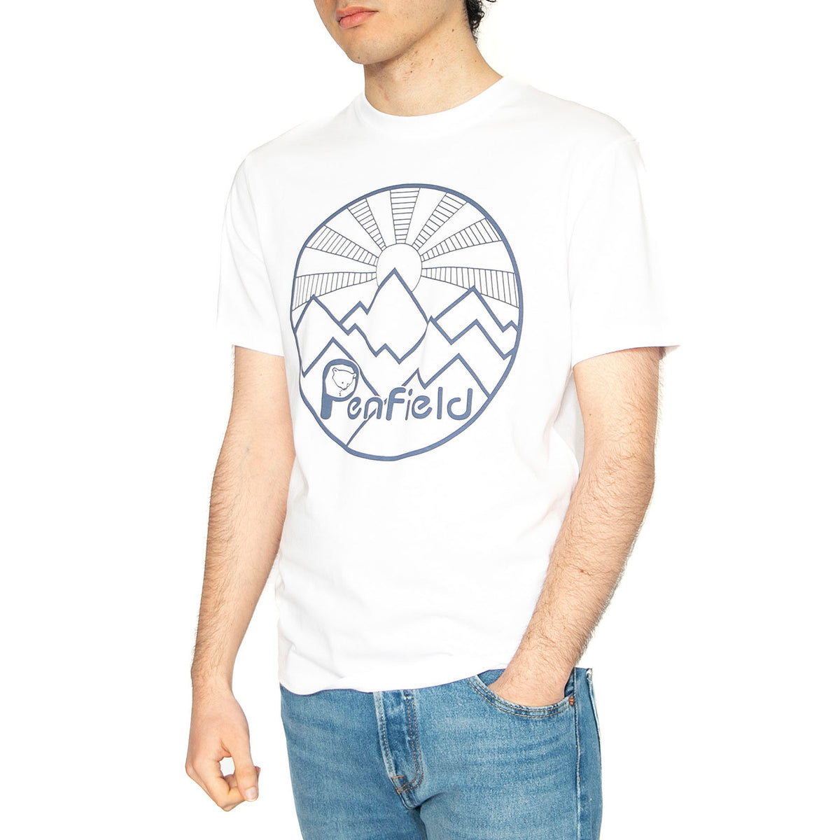Penfild Circular Sun Mountain Bright White - Maglietta Girocollo Uomo Bianca PFD0164-002 . PENFIELD 