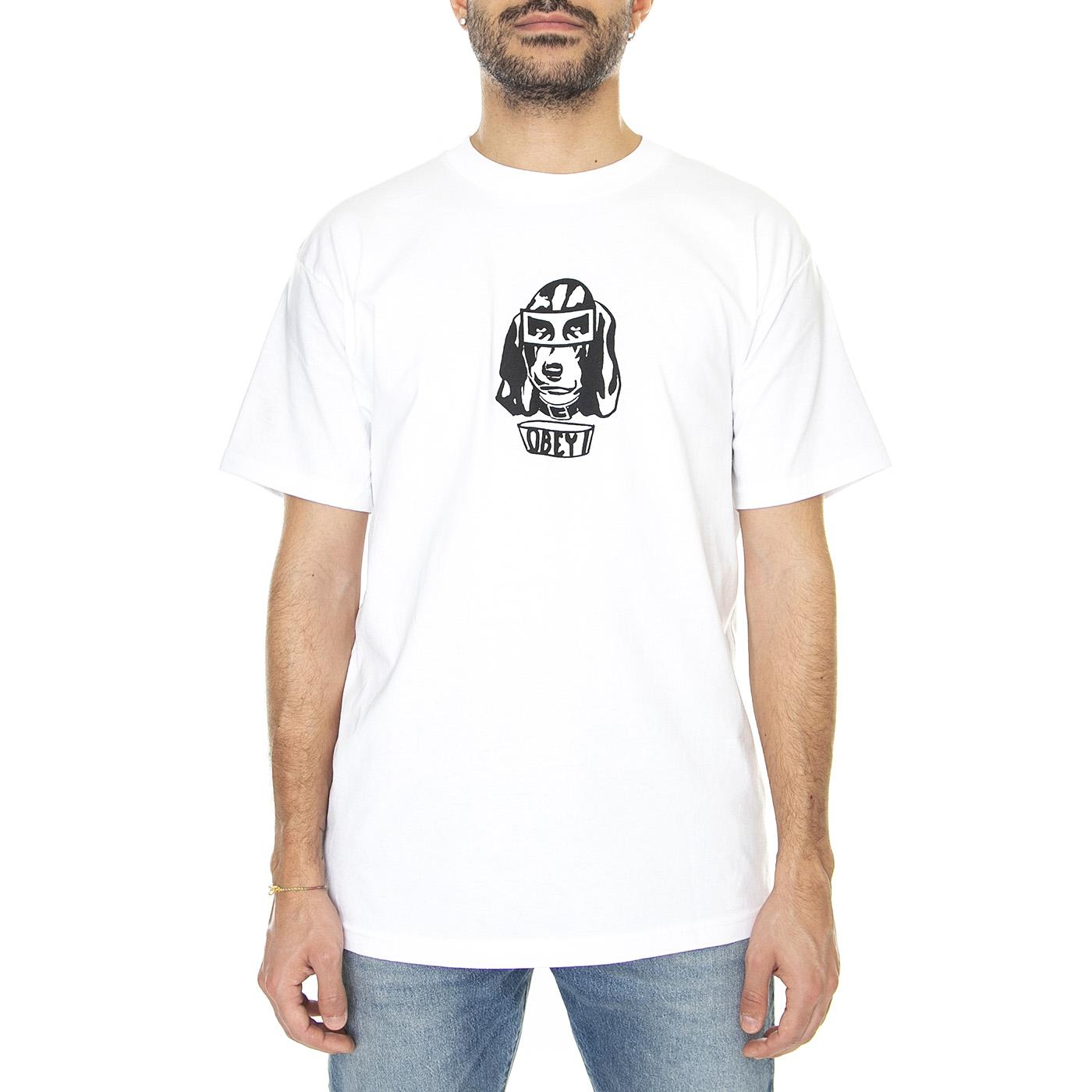 Obey Hound Classic Tee White - Maglietta Girocollo Uomo Bianca 165263359-WHT  OBEY 