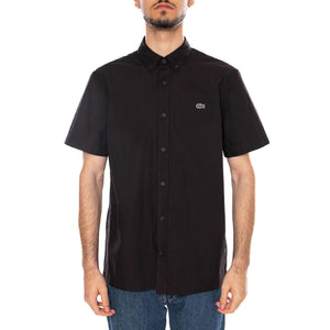CAMICIA M/C BLACK - Camicia Maniche Corte Uomo Nera CH2312 3LA LACOSTE 