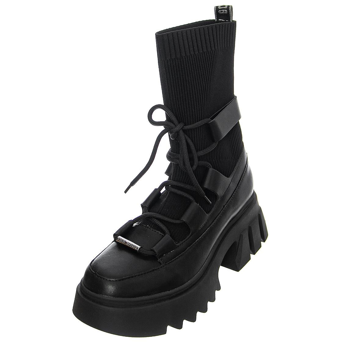Womens Hierarchy Black Lace-Up Boots SMSHIERARCHY-BLK  STEVE MADDEN 