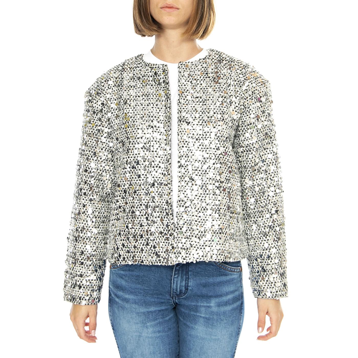 Chaqueta Tweed con Lentejuelas Plateada - Giacca Donna Argento 43W/11257  WILD PONY 