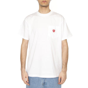 S/S Pocket Heart T-Shirt White / Red - Maglietta Girocollo Uomo Bianca I032128.1WZXX  CARHARTT WIP 