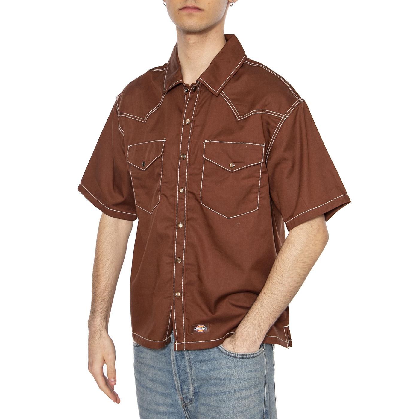 Dickies River Ranch - Camicia Maniche Corte Uomo Marrone DK0A4Z7MK471  DICKIES 