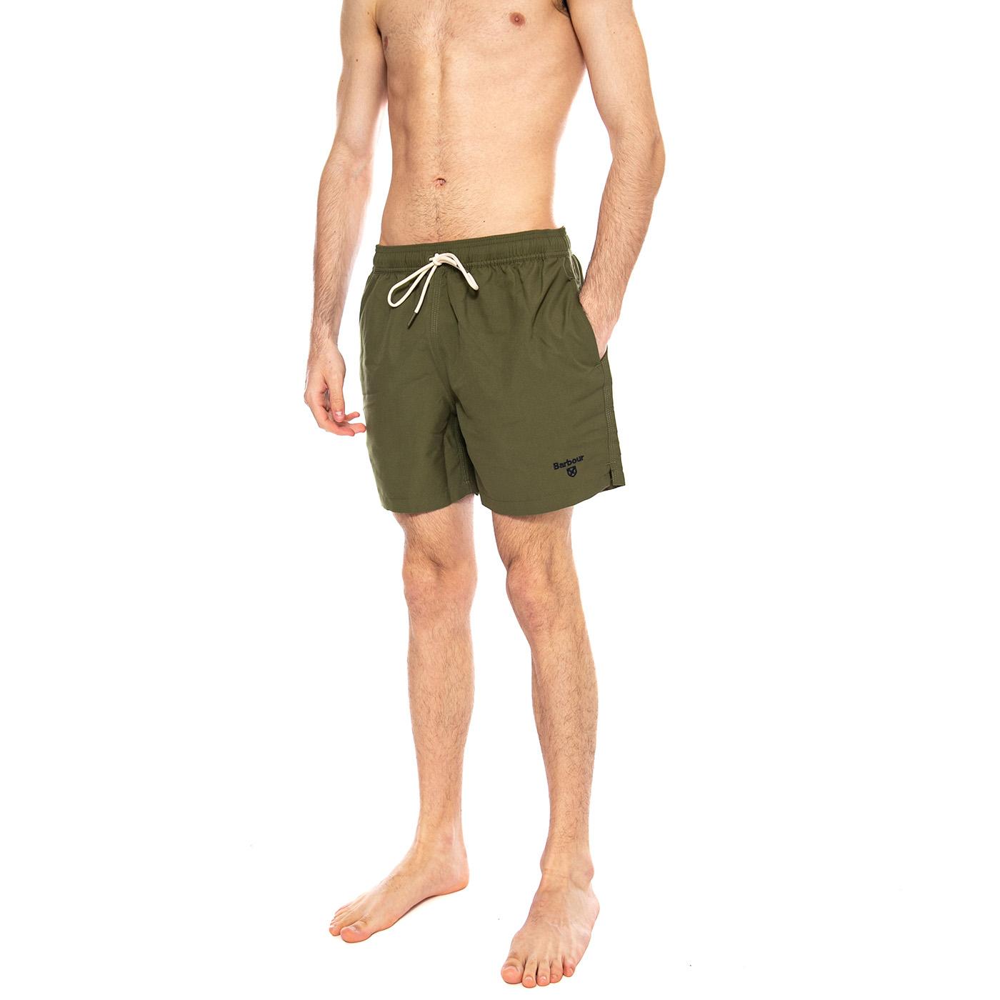 STAPLE LOGO 5 SWIM SHORTS Olive - Costume da bagno uomo verde oliva MSW0064 OL51 BARBOUR 