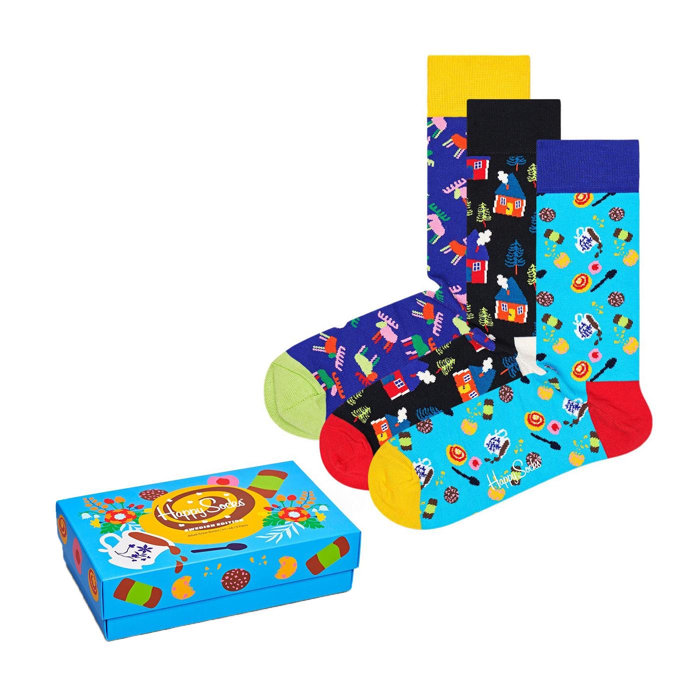 SWEDISH EDITION GIFT BOX - Set 3 Paia di Calzini Multicolore XSWE08-6000 . HAPPY SOCKS 