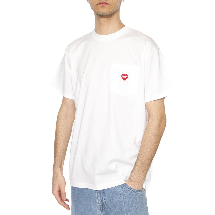 S/S Pocket Heart T-Shirt White / Red - Maglietta Girocollo Uomo Bianca I032128.1WZXX  CARHARTT WIP 
