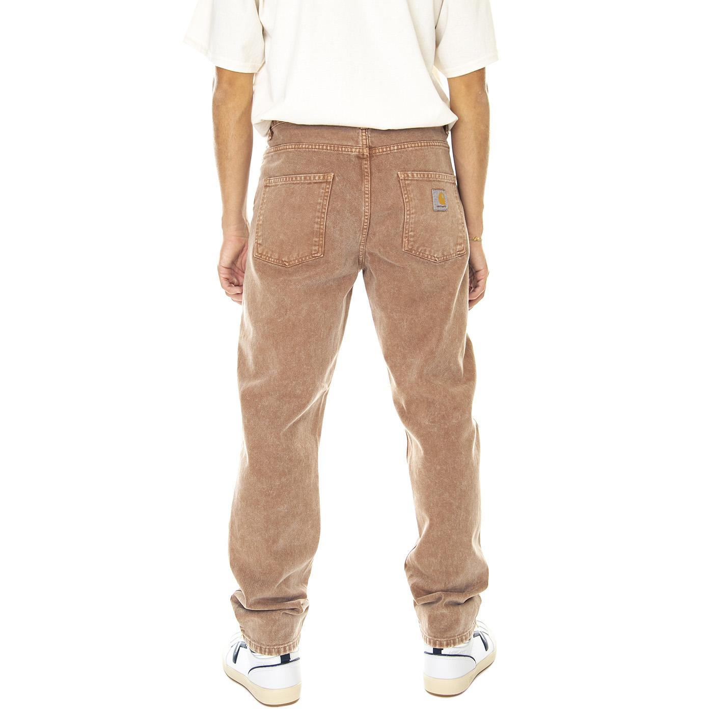 Newel Pant Hamilton Brown Worn Washed - Pantaloni Denim Jeans Uomo Marroni I029148-HZWD  CARHARTT WIP 