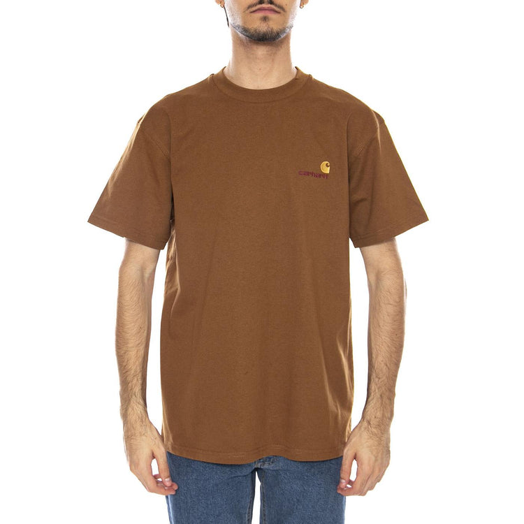 S/S American Script T-Shirt Hamilton Brown - Maglietta Girocollo Uomo Marrone I029956.HZXX . CARHARTT WIP 