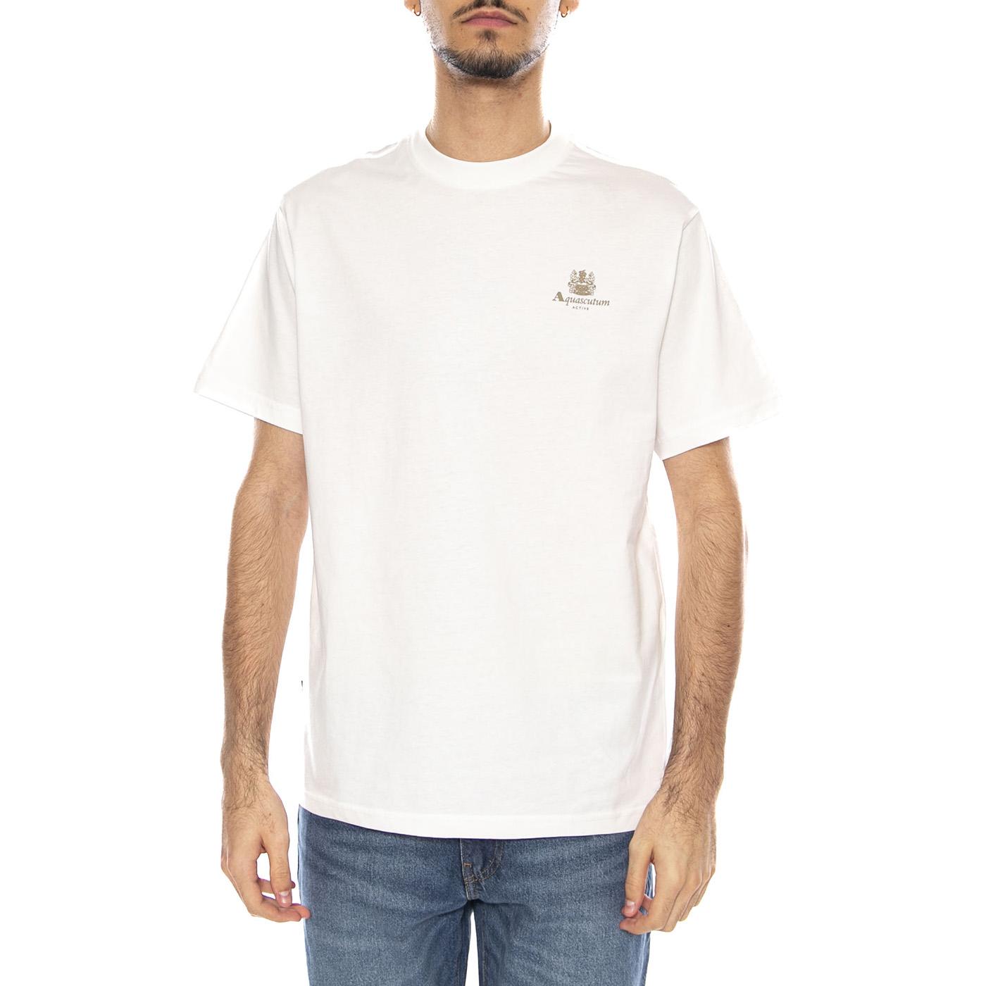 Small Logo T-Shirt -- Maglietta Girocollo Uomo Old White AA_ICON_TS006_02 . AQUASCUTUM 