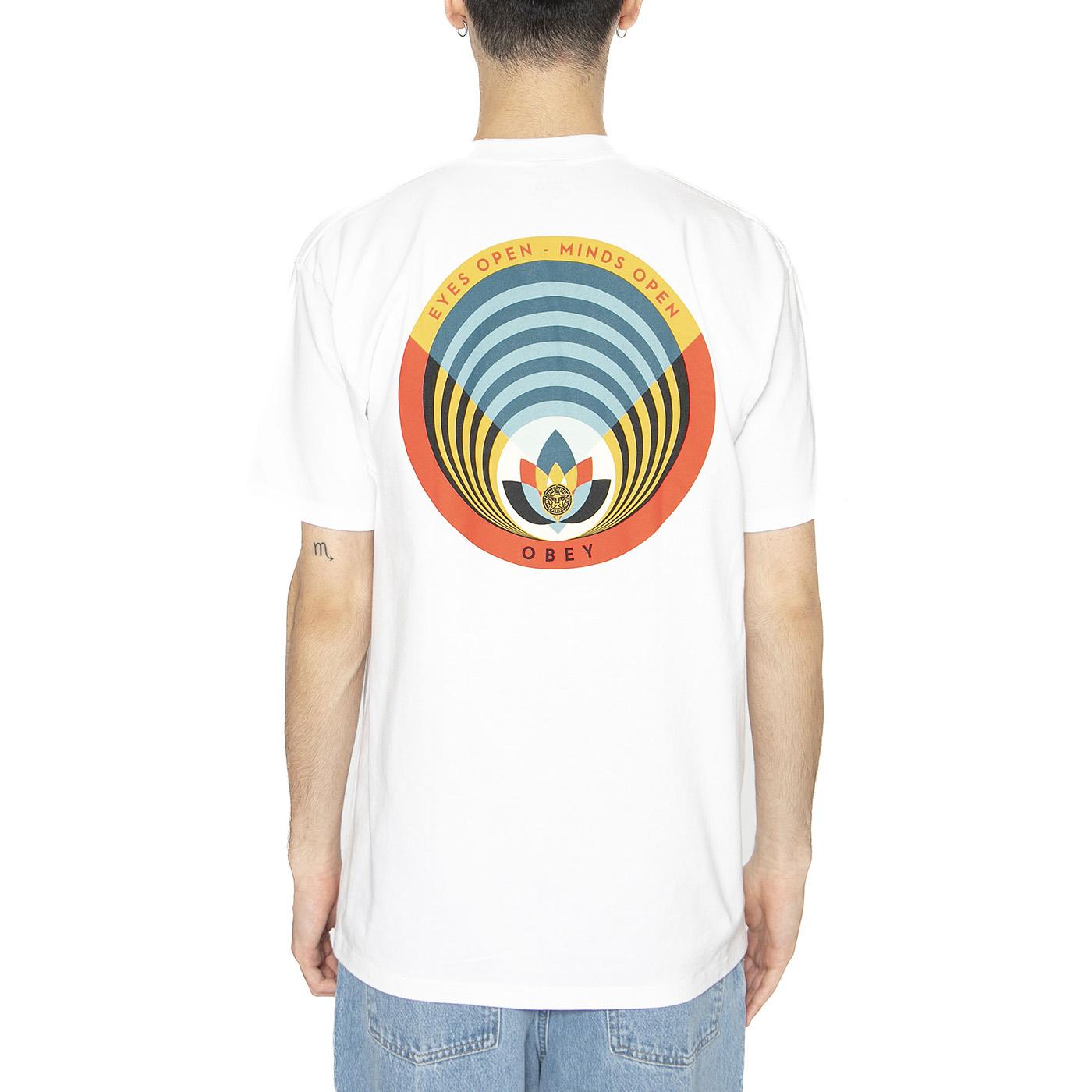 Obey Open Eyes Opens Minds Open Lotus Classic Tee White - Maglietta Girocollo Uomo Bianca 165263793-WHT  OBEY 