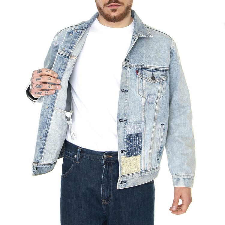 The Trucker Jacket Torn Up Dx Light Indigo Worn In - Giacca Denim Jeans Uomo Blu 72334-0648  LEVIS 