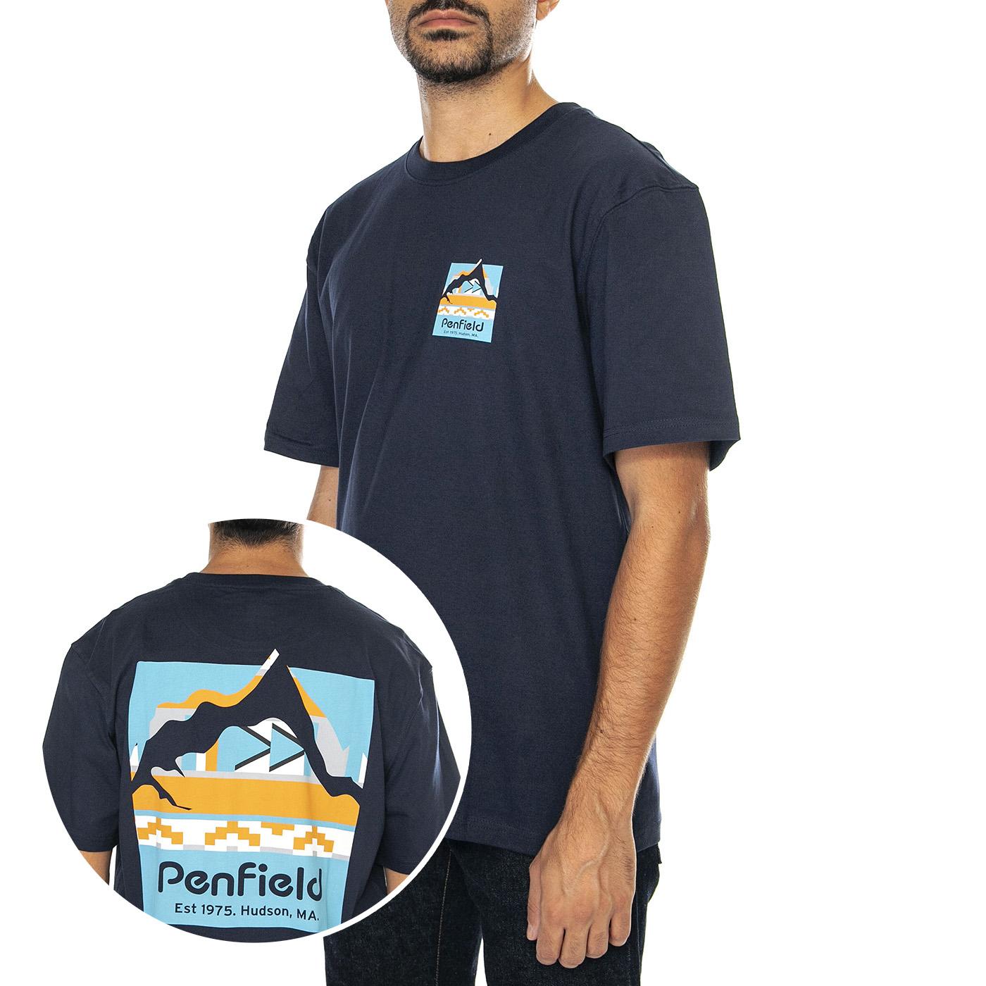 Geo Back Print T-Shirt Navy Blazer - Maglietta Girocollo Uomo Blu PFD0338-203  PENFIELD 