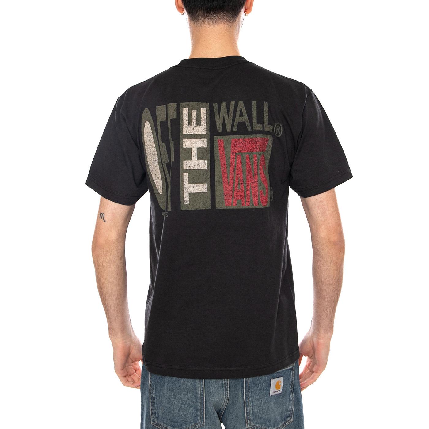 STRETCH STACK CRACKLE S BLACK - Maglietta Girocollo Uomo Nera VN000SWE BLK1 VANS 