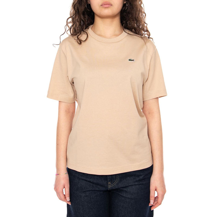 T-SHIRT Beige - Maglietta Girocollo Donna Beige TF7215 X6F LACOSTE 