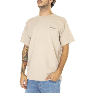 S/S Script Embroidery T-Shirt Wall / Black - Maglietta Girocollo Uomo Beige I030435-AWXX  CARHARTT WIP 