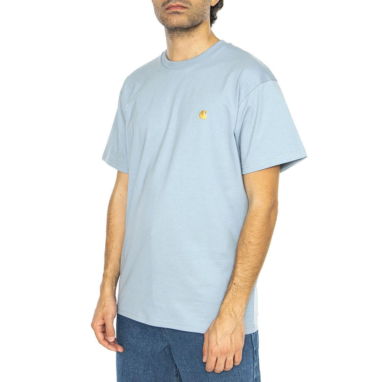 S/S Chase T-Shirt Frosted Blue / Gold - Maglietta Girocollo Uomo Blu I026391.2MYXX  CARHARTT WIP 