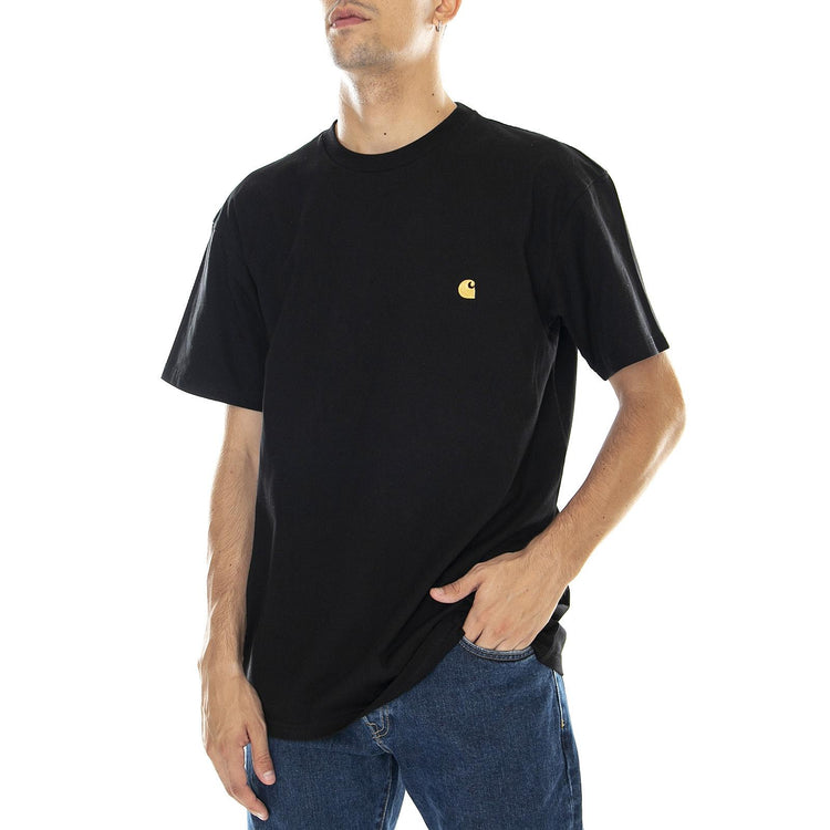S/S Chase T-Shirt Black / Gold - Maglietta Girocollo Uomo Nera I026391.00F.XX.03  CARHARTT WIP 