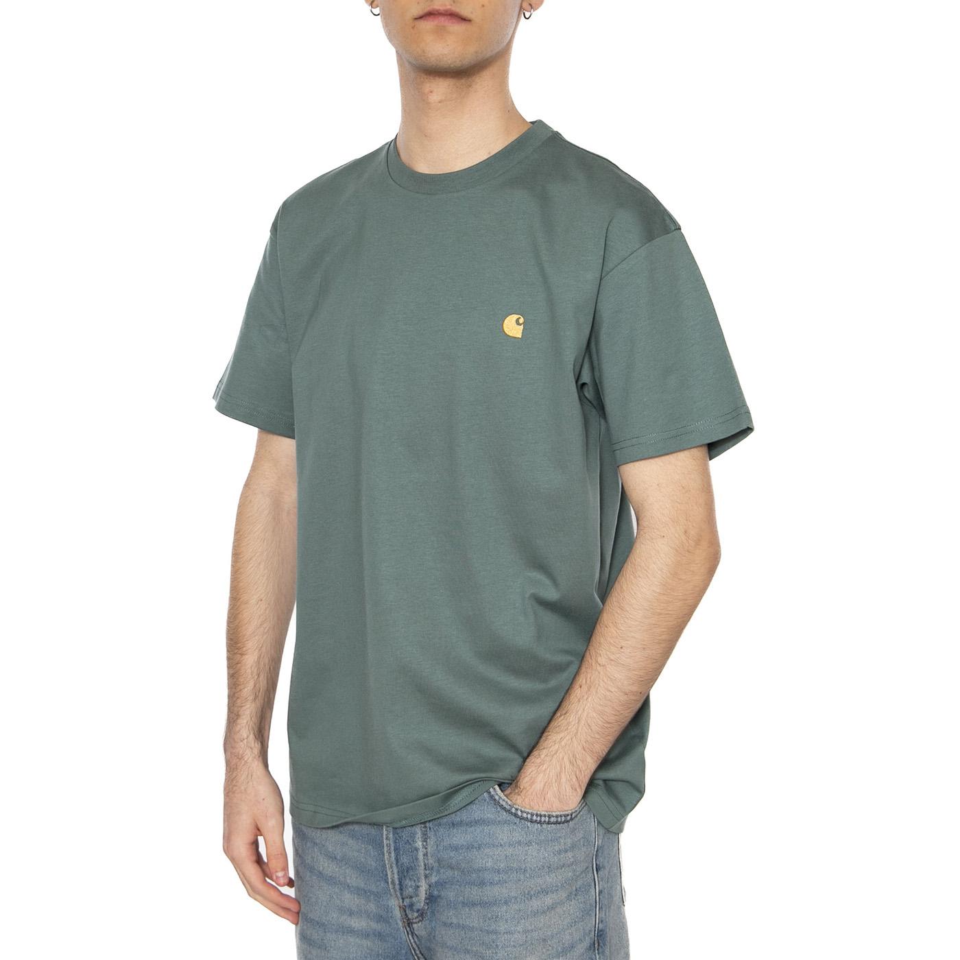 S/S Chase T-Shirt Silver Pine / Gold - Maglietta Girocollo Uomo Verde I026391.2N0XX  CARHARTT WIP 