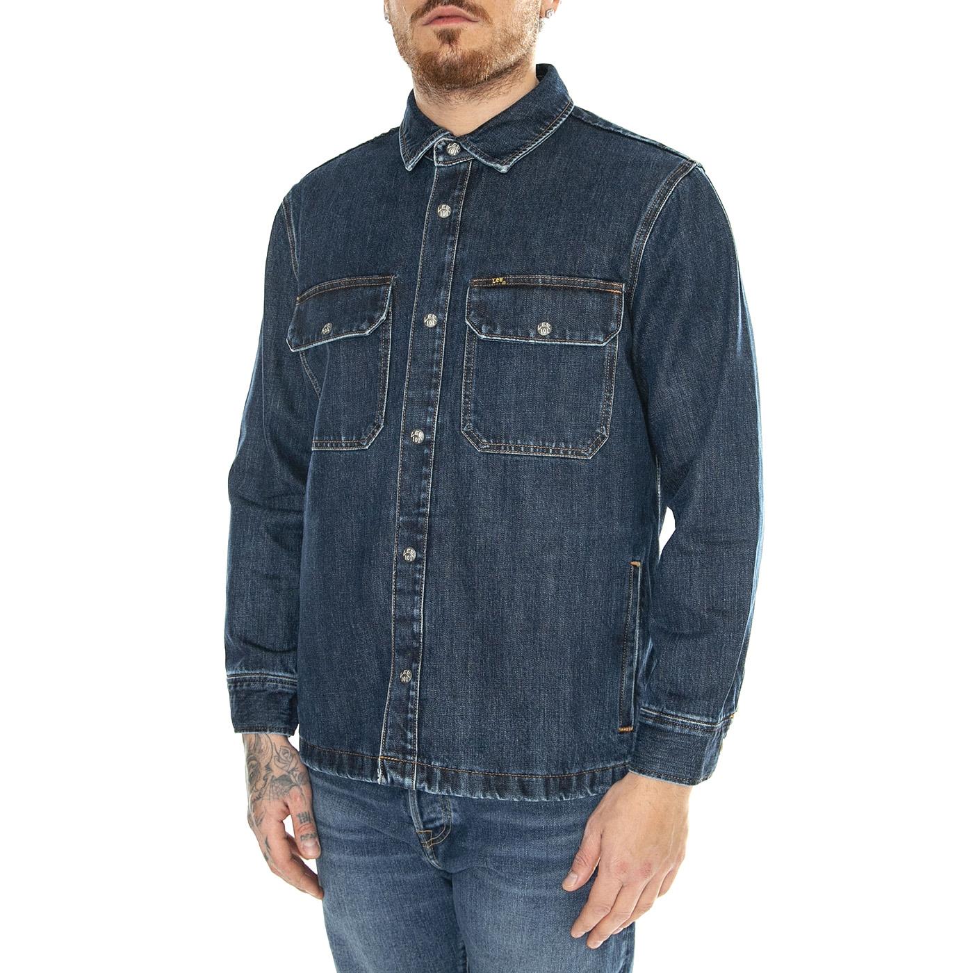 101 Overshirt Mid Indigo - Camicia Denim Jeans Uomo Blu 112349924  LEE 
