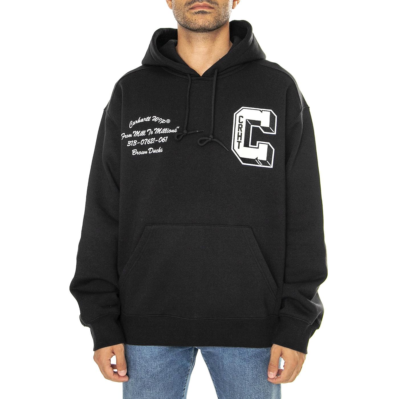 Hooded Brown Ducks Sweat Black - Felpa con Cappuccio Uomo Nera I033930.89XX  CARHARTT WIP 