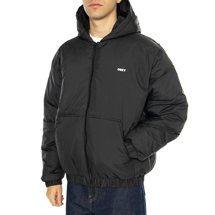 RETREAT HOODED JACKET BLACK - Giacca con Cappuccio Uomo Nera 121800547 BLK OBEY 