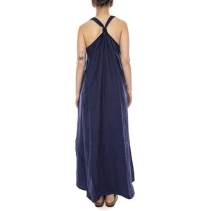 VESTIDO LARGO NAVY BLUE - Vestito Donna Lungo Blu Scuro 61W/11238 NVB WILD PONY 