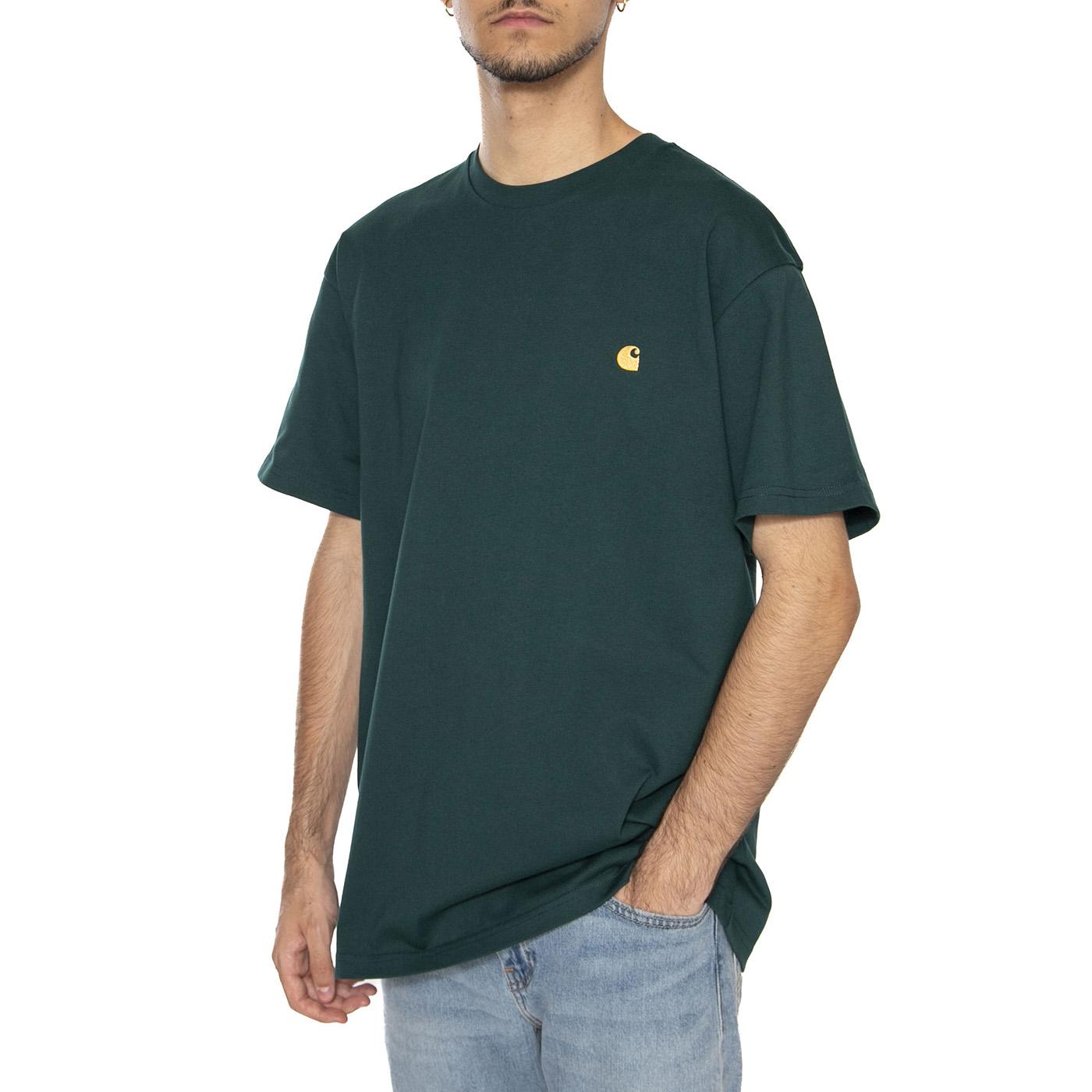 S/S Chase T-Shirt Dark Fir / Gold - Maglietta Girocollo Uomo Verde I026391.30YXX  CARHARTT WIP 