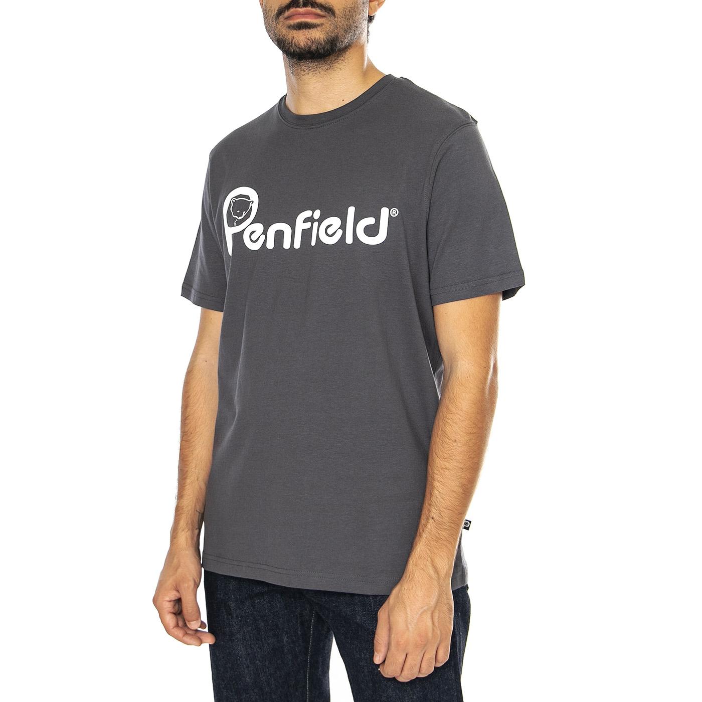 Penfield Bear Chest Print T-Shirt Ebony - Maglietta Girocollo Uomo Grigia PFD0019-B91  PENFIELD 