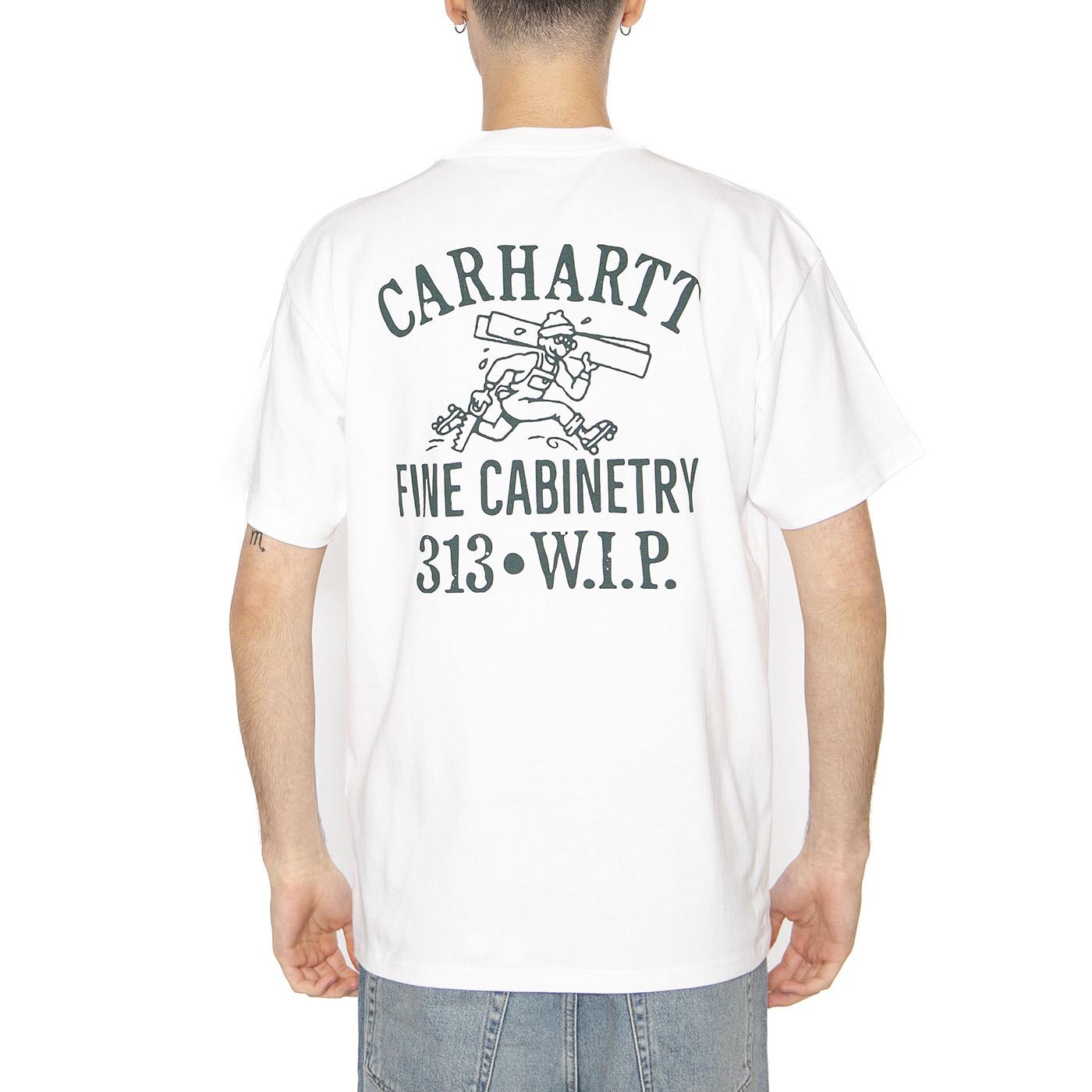 S/S Cabinetry T-Shirt White / Black - Maglietta Girocollo Uomo Bianca I034779.00AXX  CARHARTT WIP 