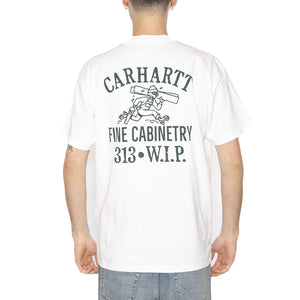 S/S Cabinetry T-Shirt White / Black - Maglietta Girocollo Uomo Bianca I034779.00AXX  CARHARTT WIP 