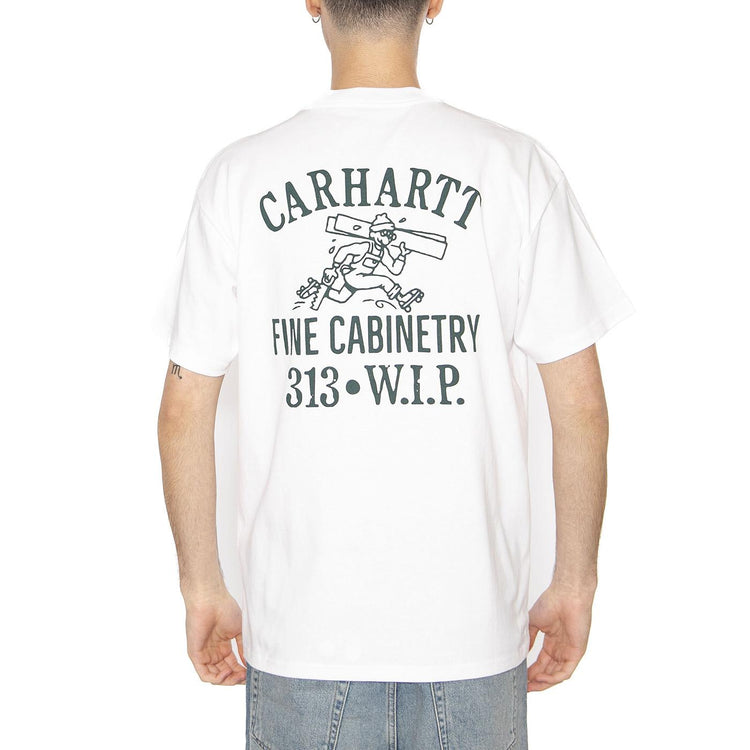 S/S Cabinetry T-Shirt White / Black - Maglietta Girocollo Uomo Bianca I034779.00AXX  CARHARTT WIP 