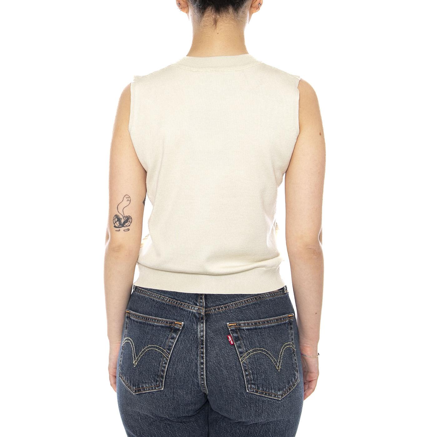 TOP PUNTO BORDADO BLANCO ECRU - Canotta Top Donna Ecru 61W/10700 ECR WILD PONY 