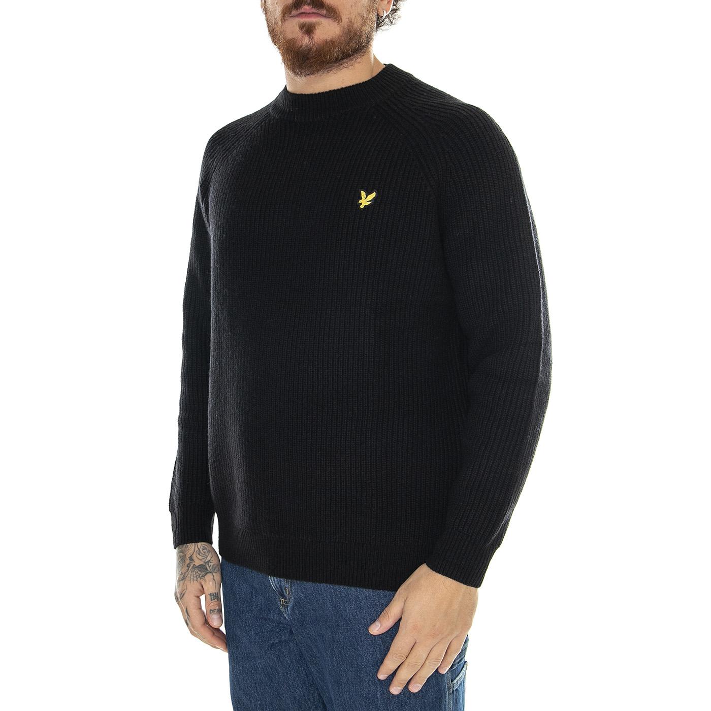 Shaker Stitch Mock Neck Jet Black - Felpa Girocollo Uomo Nera KN1701V-Z865  LYLE & SCOTT 