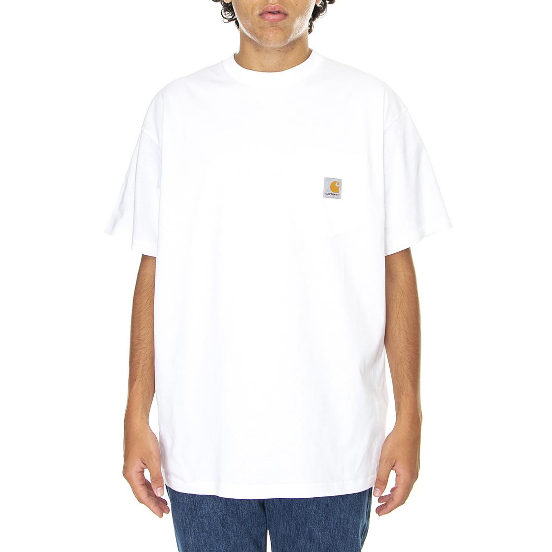 S/S Local Pocket T-Shirt White / Black - Maglietta Girocollo Uomo Bianca I030672-00AXX  CARHARTT WIP 