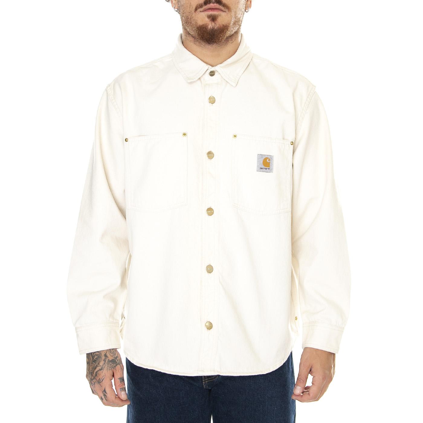 M' Derby Shirt Jac Natural / Rinsed - Giacca Uomo Bianca I032111.0502  CARHARTT WIP 