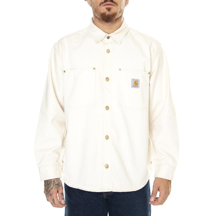M' Derby Shirt Jac Natural / Rinsed - Giacca Uomo Bianca I032111.0502  CARHARTT WIP 