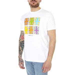 Painted Jacks Print Tee White - Maglietta Girocollo Uomo Bianca 67131-010  BEN SHERMAN 