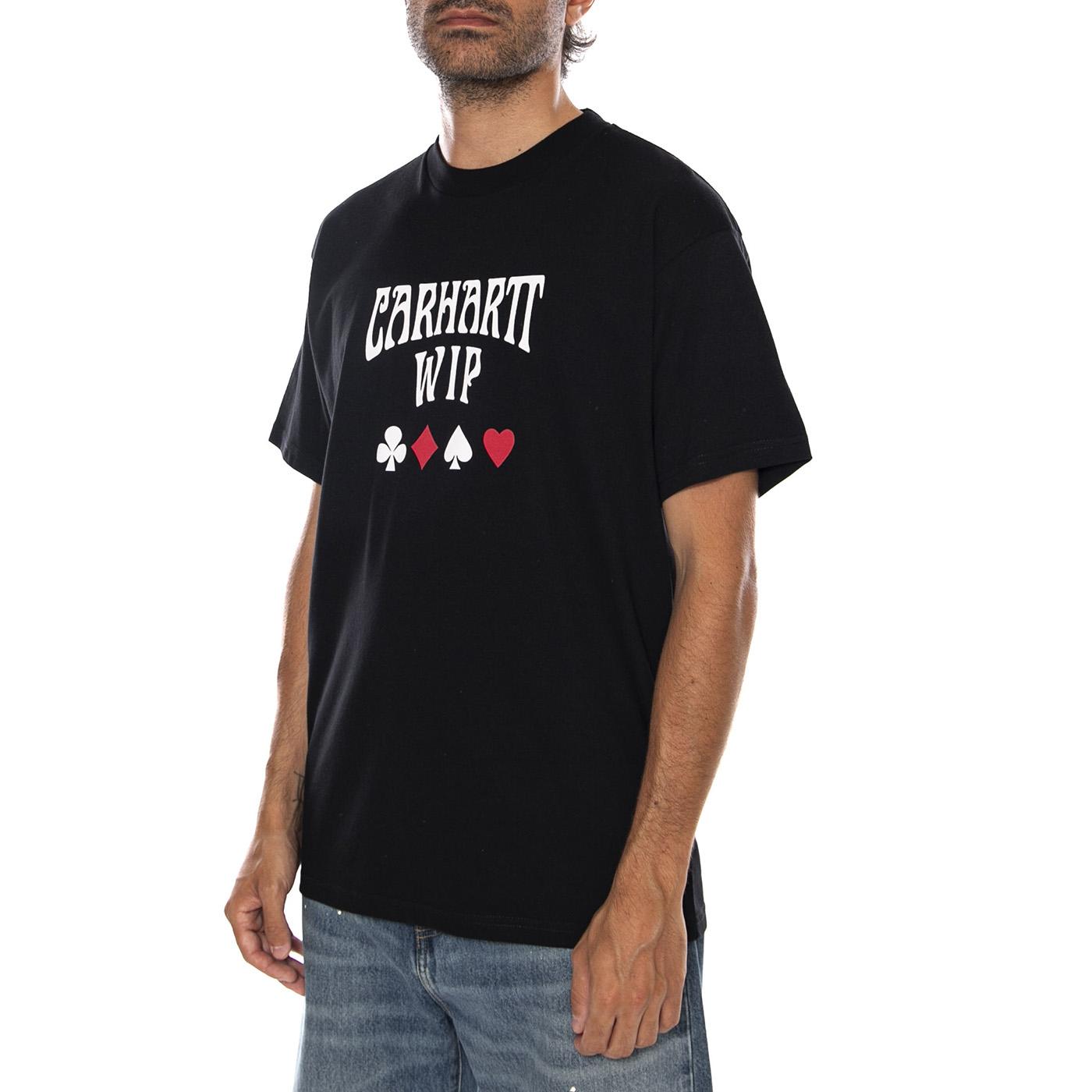 S/S DECK T-SHIRT BLACK - Maglietta Girocollo Uomo Nera I037548 89XX CARHARTT WIP 