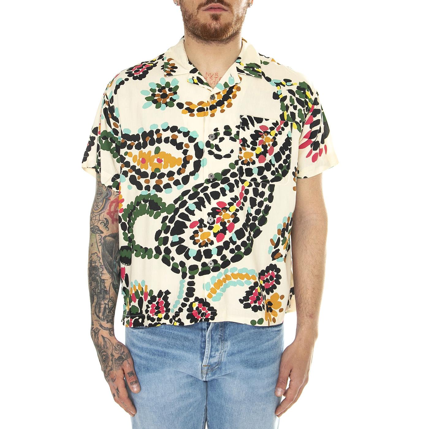 Paisley Dots Woven S/S White Smoke Multi Shirt - Camicia Maniche Corte Uomo Multicolore 181210396-WTM  OBEY 
